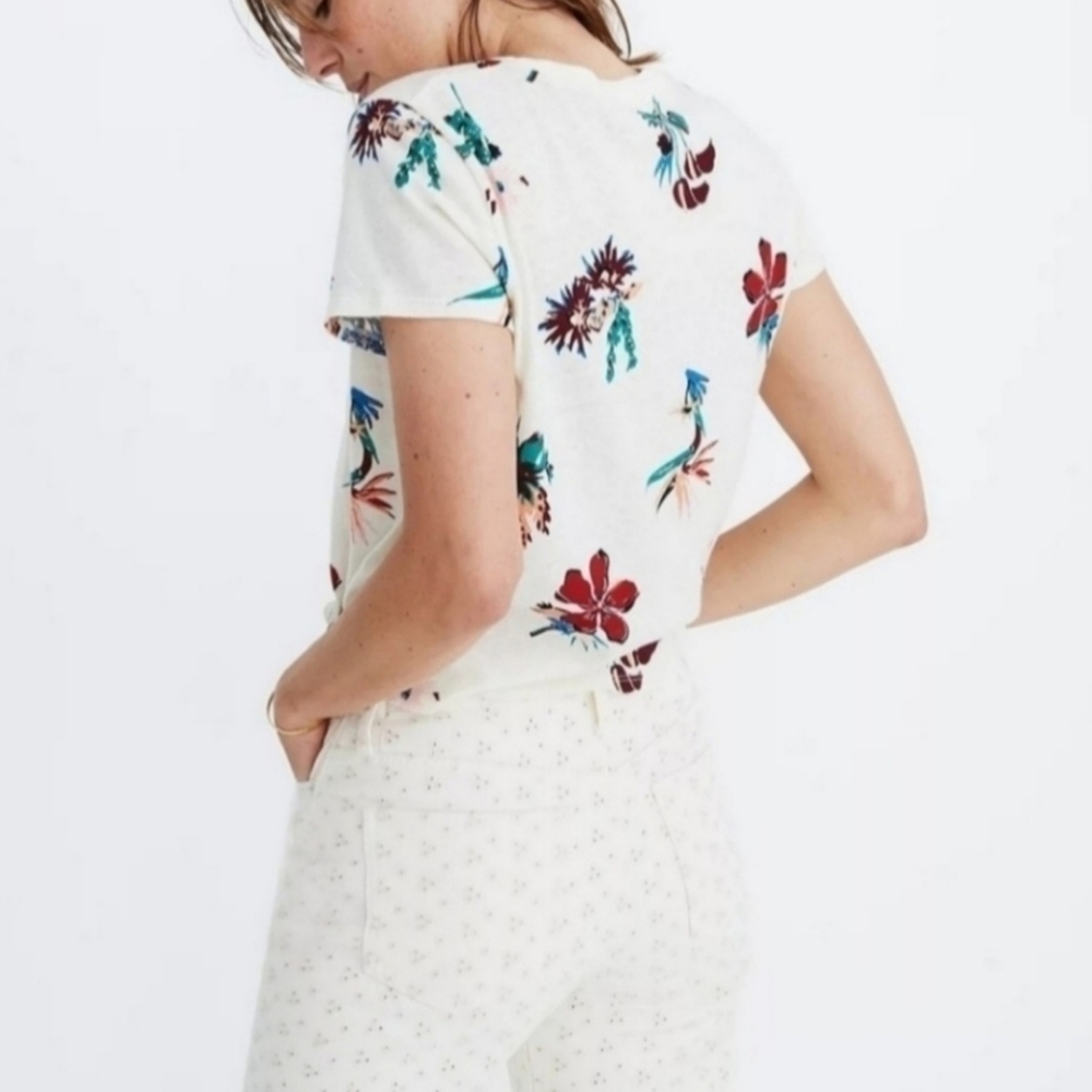 Madewell Knot-Front Tee in Hawaiian Hideaway Size XS - Picture 3 of 7